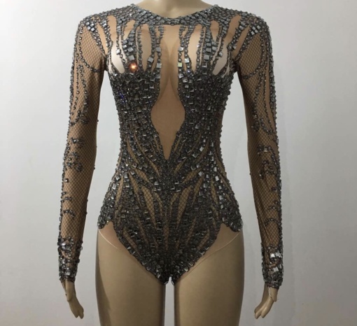 Sparkly Black Crystal Bodysuit