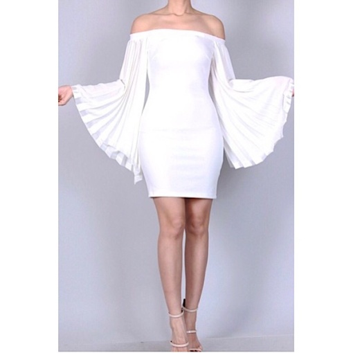 Off Shoulder Accordion Sleeves Dress