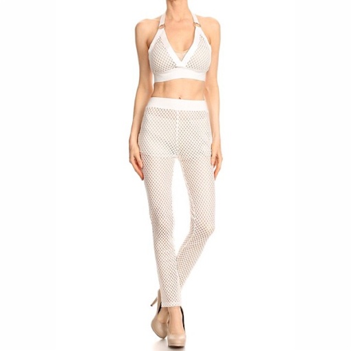 Mesh Net Crop Top and Pants Set