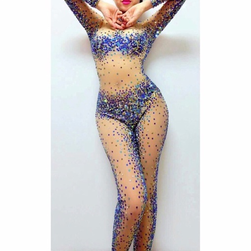 Multicolored Crystal Rhinestone Jumpsuit