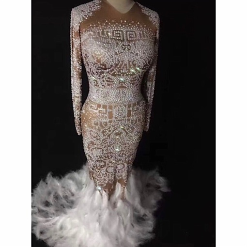 White Feather Crystal Dress