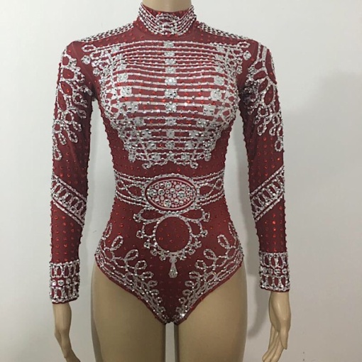 Red Passion Crystal Bodysuit