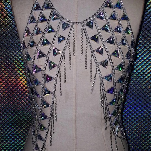 Holographic Bra Body-chain Top