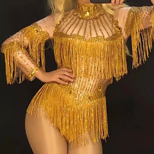 Camila Crystal Tassel Bodysuit