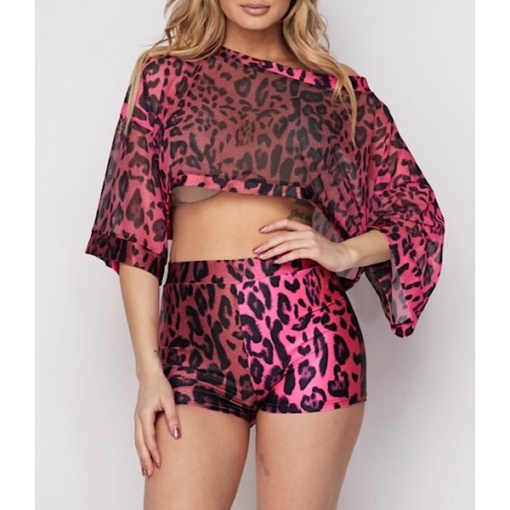 Cheetah Sheer Top and Short Set