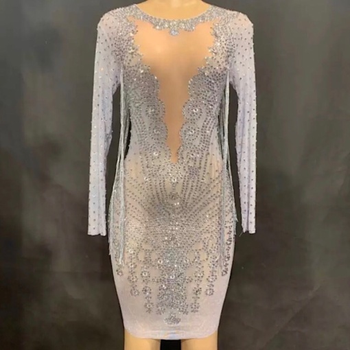 Zayda Mesh Crystal Dress