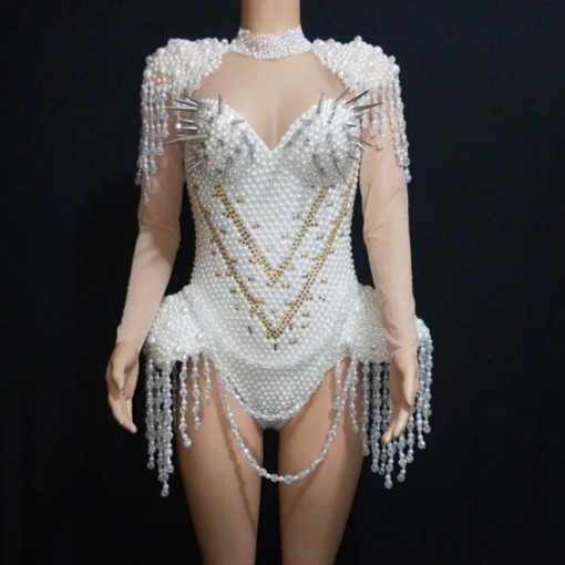 Eleni Crystal Pearl Bodysuit