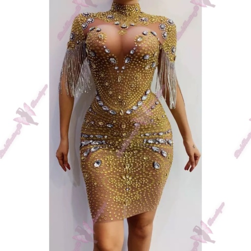 Janiyah Crystal Mesh Dress