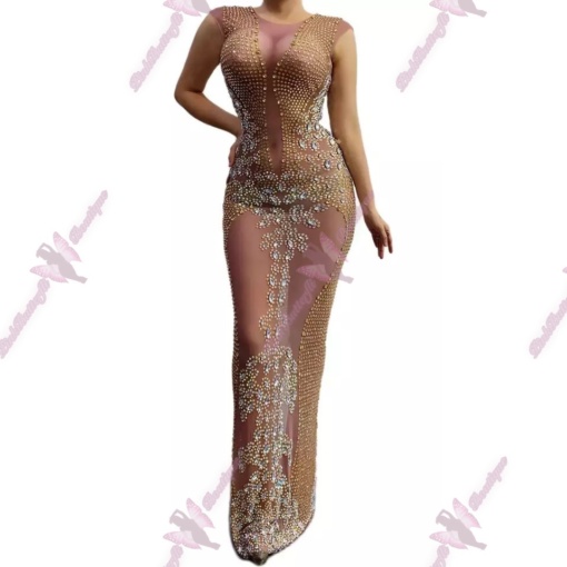 Jazlyn Crystal Mesh Dress