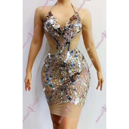 Jimena Crystal Mesh Dress