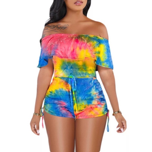 Sunrise Tie Dye Off Shoulder Romper