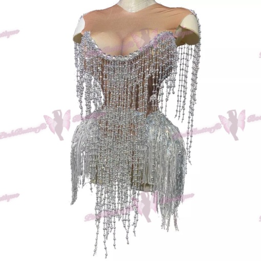 ShowGirl Tassel Crystal Bodysuit