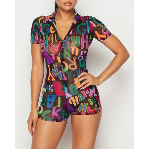 Happy Letters Mesh Romper