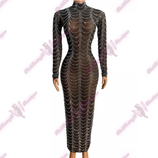 Anaza Stud Mesh Dress