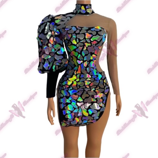 Braylee Multi-Color Reflective Mesh Dress