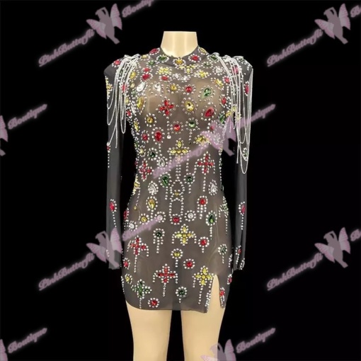 Anna Multi Sheer Crystal Dress