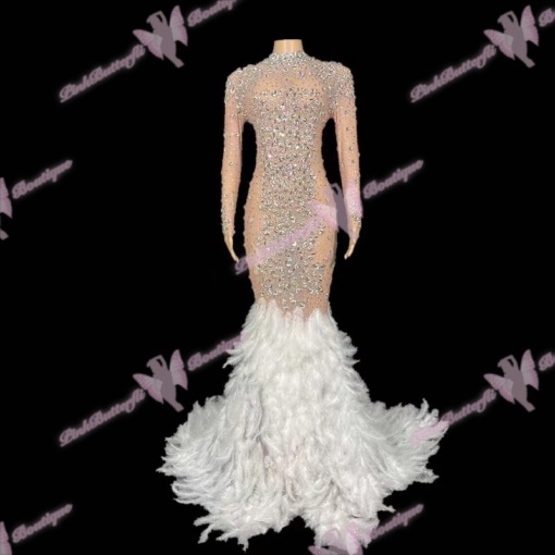 Sanny Crystal Feather Dress