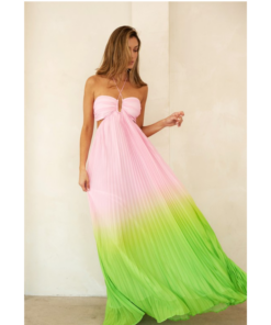 Pleated maxi Halter Dress